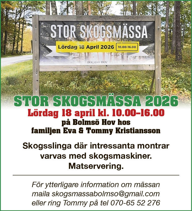 Skogsmässa i Bolmsö 18/4-26